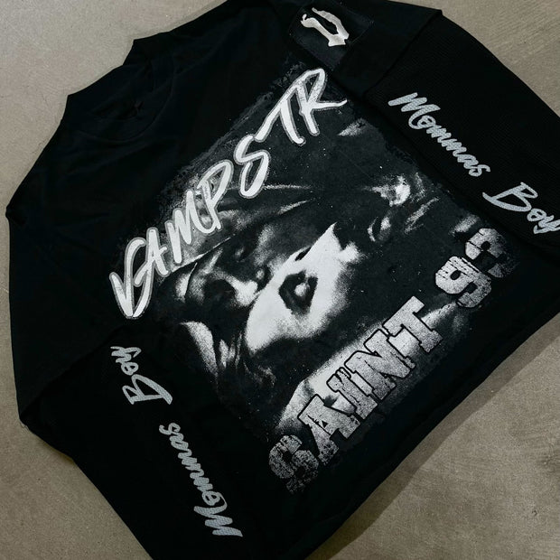 Saint Prayer Casual Street Stitching Long Sleeve T-Shirt