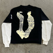Saint Prayer Casual Street Stitching Long Sleeve T-Shirt