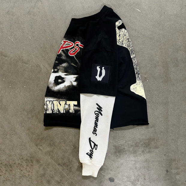 Saint Prayer Casual Street Stitching Long Sleeve T-Shirt