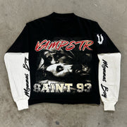 Saint Prayer Casual Street Stitching Long Sleeve T-Shirt