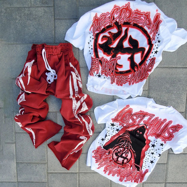 Grim Reaper T-shirt and trousers two-piece set