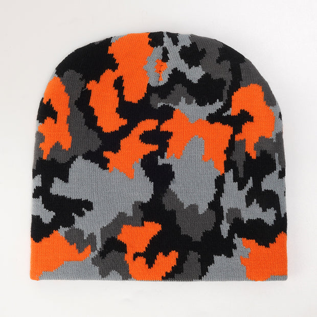 Pullover camouflage jacquard knitted hat warm hat