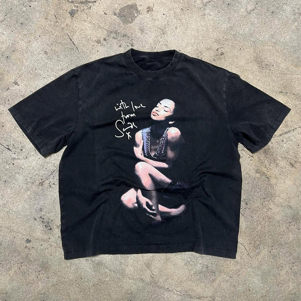 Fashion Sade Print Short Sleeve T-Shirt