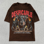 Doberman Graphic Print Short Sleeve T-Shirt