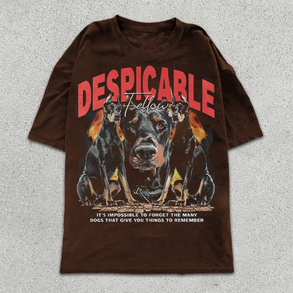 Doberman Graphic Print Short Sleeve T-Shirt