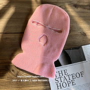 Autumn and winter warm hood solid color personality funny knitted woolen hat