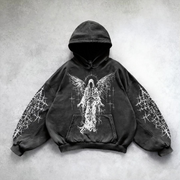 Vintage God Print Hoodie