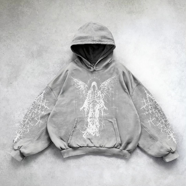 Vintage God Print Hoodie