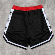 Contrast Panel Street Mesh Sports Loose Shorts