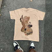 Pop singer print crew neck T-shirt