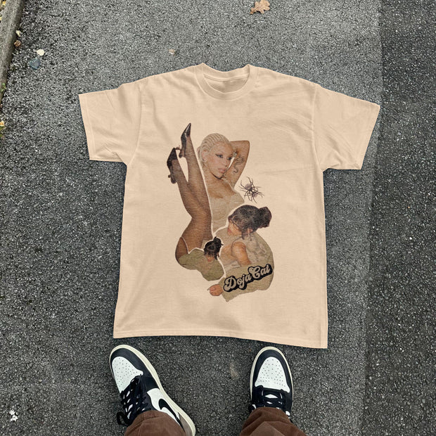 Pop singer print crew neck T-shirt