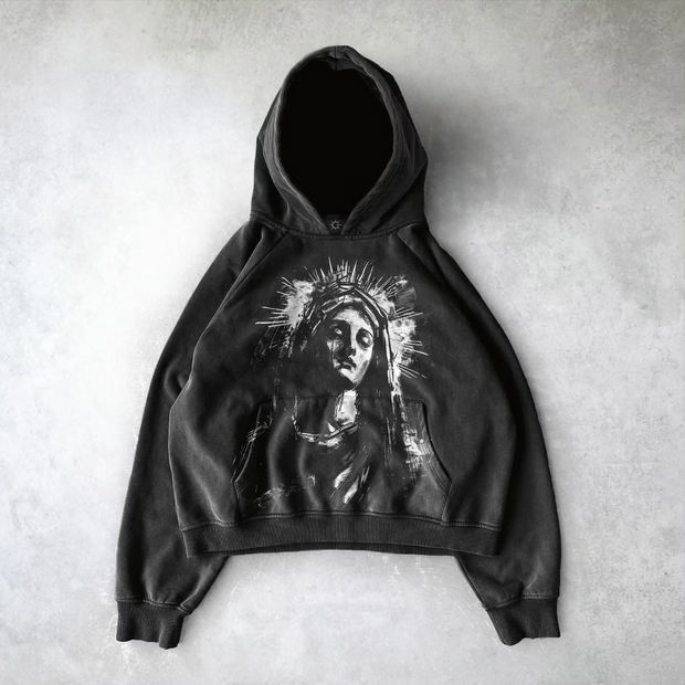 Stylish Retro Madonna Print Hoodie