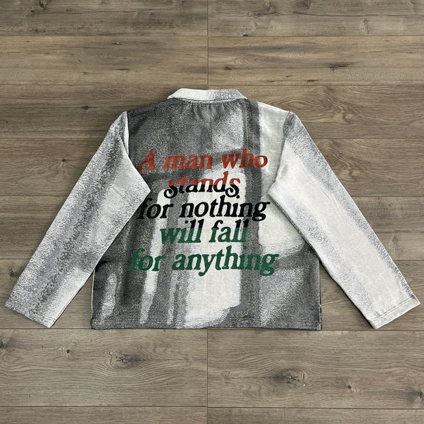 For Freedom Print Long Sleeve Zipped Jacket
