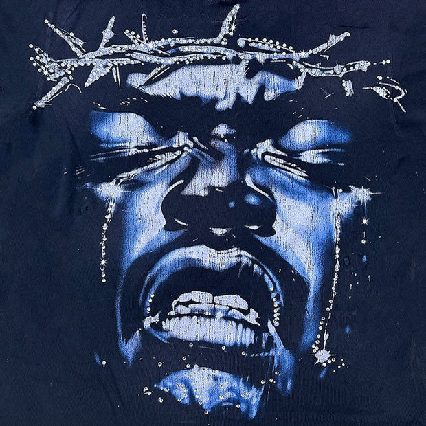 Jesus casual street retro print T-shirt