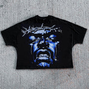 Jesus casual street retro print T-shirt