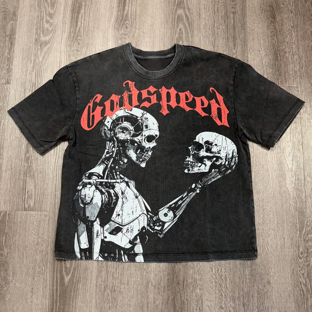 Godspeed Skull Print Short Sleeve T-Shirt