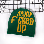 We letter single knit hat