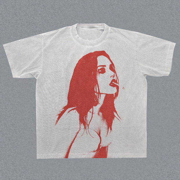 Personalized retro print round neck T-shirt