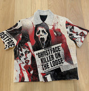 Skull tapestry print short-sleeved shirt jacket