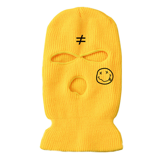 Warm knitted hat ski mask three-hole hat
