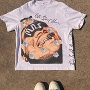 Casual street print round neck T-shirt