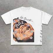 Casual street print round neck T-shirt