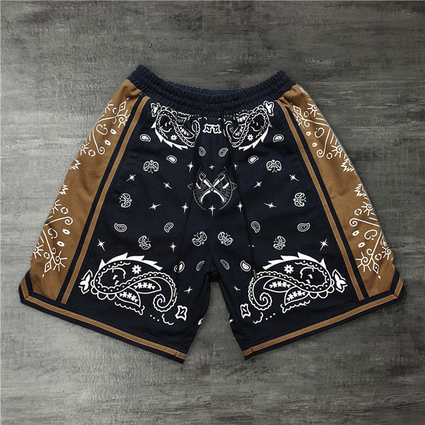 Trendy cashew print sports shorts