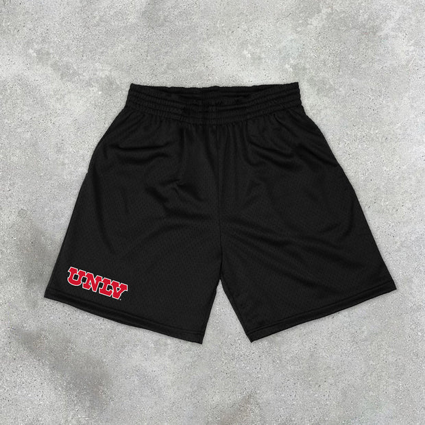 Stylish Letter Print Mesh Track Shorts