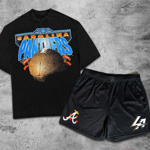 Rugby Graphic Print Short Sleeve Two Piece