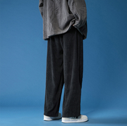 Corduroy high waist loose drape straight casual plus velvet thick trousers