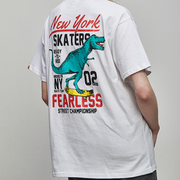 Hip Hop Dinosaur Print Round Neck Short Sleeve T-Shirt