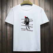 Street print short-sleeved casual round neck loose T-shirt