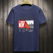 Street print short-sleeved casual round neck loose T-shirt