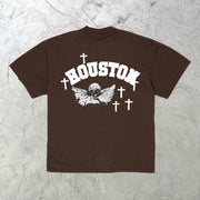 Street trend retro print short-sleeved T-shirt