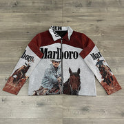 Horseback Riding Print Long Sleeve Zipped Jacket