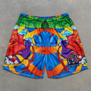 rose all over graphic print elastic shorts