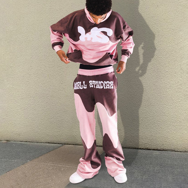 Stylish and Casual Contrast Color Hoodie Set