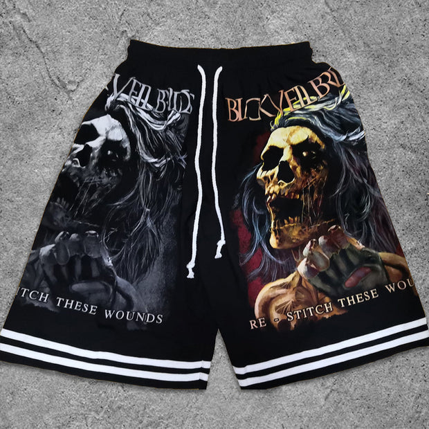 Street Fashion Rock Print Shorts