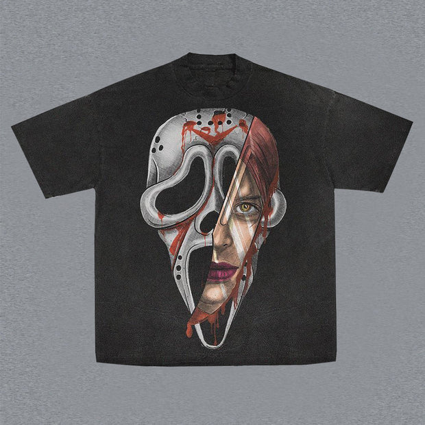 Casual Retro Skeleton Halloween T-Shirt