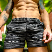 Trendy retro striped resort shorts