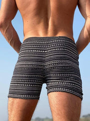 Trendy retro striped resort shorts