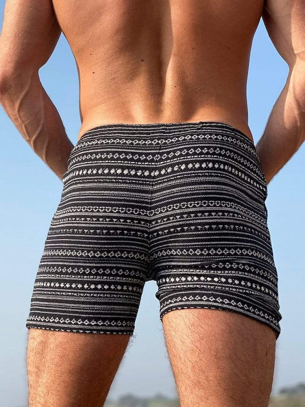 Trendy retro striped resort shorts