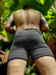 Trendy retro striped resort shorts