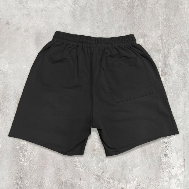 retro hip hop print track shorts