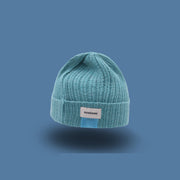 Letter double label woolen warm knitted hat