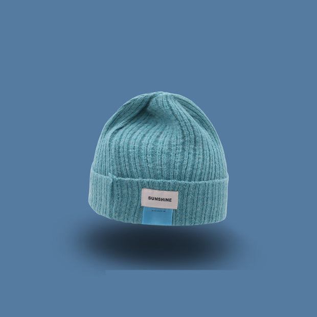 Letter double label woolen warm knitted hat