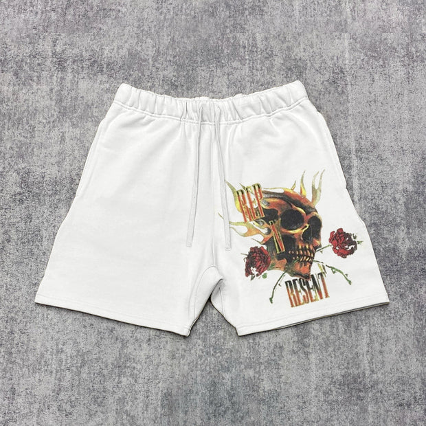 Street Skull Print Track Shorts