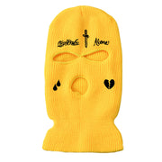 Cross broken heart knitted three hole hat