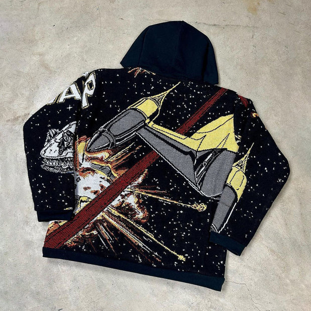 Trendy retro personalized contrast tapestry hoodie