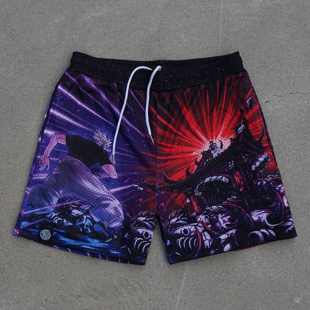 Domain Expansions Print Mesh Drawstring Shorts
